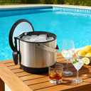 5QT/4.8L Insulated Ice Bucket for Parties, Large Capacity Double-Wall Beverage Bucket with Scoop & Lid for Champagne, Wine, Cocktail (Black)
