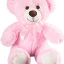 Plush Teddy Bear Cute Stuffed Animal Bear with Bow Plush Toys 13.8 Inches (Pink)