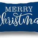 Blue Christmas Lumbar Pillow Cover 12x20 Inches for Xmas Decorations Merry Christmas Throw Pillow Covers Winter Holiday Cushion Case Decoration for Sofa Couch