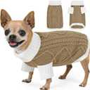Dog Sweater for Small Dogs Argyle Cable Knit Turtleneck Pullover Winter Clothes Boys Girls Stretch Puppy Doggie Chihuahua Yorkie Pomeranian Toy Poodle Pet (S, Brown)