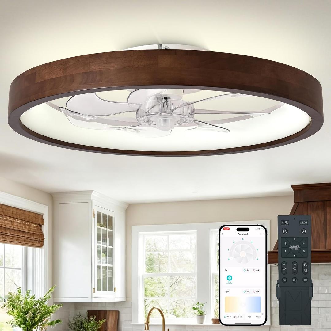 24” Low Profile Ceiling Fan with Light and Remote & APP Control