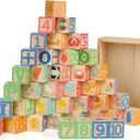 Joqutoys ABC Wooden Building Blocks for Toddlers 3 Large, 40 PCS Alphabet & Number Stacking Blocks with Storage Tray, Montessori Educational Learning Toys for Boys Girls Kids Gifts 1.65"