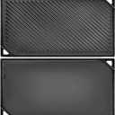 GGC Reversible Cast Iron Griddle, Double-sided Griddle Pan for Stove Tops, Gas Grills and Outdoor Cooking, 16.5 x 9.5 Baking Flat and Ribbed Griddle Plate