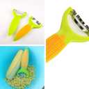 Corn Zipper, 2PCS Corn Stripper Knife Peeler, Thresher Corn Cutter from the Cob, Premium 420 Stainless Steel with Non Slip PP+TPR Handle