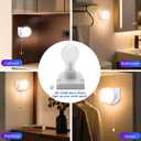 Stick-Up Light Bulb for Closet, 2Pack Battery Operated LED Light Bulb with Pull Chain, Wireless Self Adhesive Wall Mounted Fixtures for Cabinet Bedroom Hallway, Clear Cover, Warm White