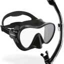 Cressi F1 & Supernova Dry Mask & Snorkel Kits, Black/Black