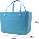 X-Large Waterproof Sandproof Rubber Beach Tote Bag with Zipper Pocket and Phone Kickstand Cup