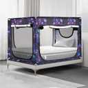 Twin Bed Canopy Portable Blackout Bed Tent Privacy Tent for Adult Indoor Sleeping with 3 Doors, Storage Bag, Galaxy (41.3"W x 78.7"L (Pack of 1))