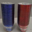 Gejoy 9 oz Rimmed Swirl Plastic Cups Disposable Wine Drinking Cups Clear Elegant Halloween Tumblers for Christmas Party Supplies(Red, Blue,100 Pcs)