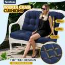 All Weather Wicker Chair Cushions of 3 Pieces, Waterproof Outdoor Wicker Chair Cushion for Patio Furniture Loveseat Settee Bench, 1 Loveseat and 2 U-Shaped Thickened Cushions, Blue