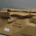 ELYKEN 28 Inch Christmas Tree Collar, Gold Woven Xmas Tree Skirt for 7.5 ft Trees, Stylish Tree Base Cover with Cord Cut-Out, Round Tree Ring for for Pencil Trees, Easy Assembly