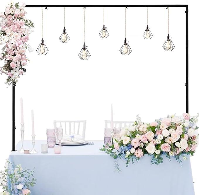 Over The Table Rod Stand with Clamps, Length, Metal Table Arch Stand Decorated Arch for Party, Birthday, Wedding, Halloween, Christmas, Black,Missing 1 Pcs