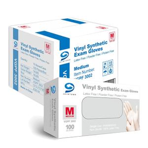 Jointown Basic Medical Vinyl Exam Gloves Disposable Latex Free Medium, Powder-Free, Clear Food Safe Gloves, Vgpf3002, (Case of 1,000) Medium
