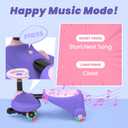 Electric Wiggle Car for Kids,6V Wiggle Car with LED Flashing Wheels & Music Speaker, Ride on Toys with Anti-Rollover & Flexible Steering, Adjustable-Length Car for Ages 3 and Up 66 LBS(Pink-Purple)