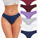 FINETOO Cotton Thongs for Women Soft Low Rise Sexy Thong Ladies Panties Womens Underwear 6 Pack Size M