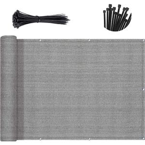 SUNNY GUARD 3.3'x19.7' Brown Grey Balcony Privacy Screen Fence, Apartments Railing Screen, Heavy Duty Wind Screen for Outdoor,Backyard,Patio,Deck Privacy