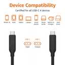 Amazon Basics USB-C to USB-C 4 Fast Charger Cable, 40 Gbps, 8K Video, 240W, USB-IF Cert, Thunderbolt 4/3 Compatible, for Apple iPhone 16/15, iPad, Samsung Galaxy, Tablets, Laptops, 3.3 Foot, Black