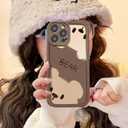 Jusy Compatible with iPhone 11 Pro Max Case, Cute Bear Pattern Soft Gel Rubber TPU Case, Full Camera Protection & Edge Lips Strengthen Shockproof Cover for Women Men, Brown