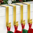 Christmas Stocking Holders for Mantle Set of 4,Non-Slip Fireplace Stocking Holder,Lightweight Mantel Hooks Hanger,Stocking Hooks for Christmas Party Decoration (Gold)