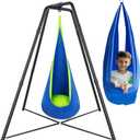 Swing Stand Frame with Sensory/Pod Chair, X-Shaped Swing Set, Metal Hammock Chair Stand for for Kids and Adults Indoor and Outdoor 350LBS