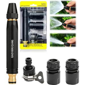 High Pressure Power Washer Nozzle with Connector Set,Direct spray gun,Power Jet Water with Three Spray Modes, Multi Function Watering Sprayer for Cleaning Yard Pets Car (1 PCS)