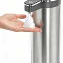 Automatic Foaming Soap Dispenser,Touchless Foam Soap Dispenser,12oz Rechargeabled Wall Mounted Smart for Bathroom and Kitchen Dish Soap,Easy for Toddlers, Brushed Silver