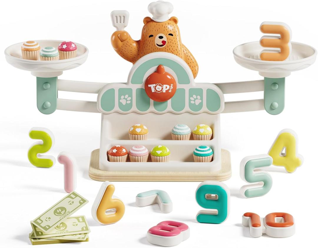 TOP BRIGHT Balance Math Game for Kids, Preschool Math Games for Kids Ages 3-5, STEM Montessori Toys for 2 3 4 Year Old Girls Boys Gifts