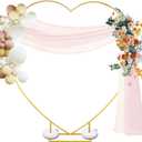 7FT Metal Heart Arch Heart Shaped Backdrop Stand Wedding Arch for Proposal Ceremony Valentine's Day Birthday Party Baby Shower Banquet Photo Decoration (Gold)