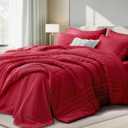 Queen Comforter Set Red - Bed in a Bag Queen Size 7 Pieces, Soft Bedding Set for All Seasons, Christmas Premium Queen Comforter Set with Comforter, Sheets, Pillowcases & Shams