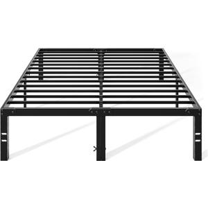 OLIXIS 14in Full Size Metal Platform Bed Frame - Heavy Duty 800LBS Mattress Foundation with Storage Space, No Box Spring Needed, Sturdy Steel Slat Support, Easy Assembly, Black