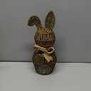 Thiccywoov Rattan Bunny with Bow Easter Decor 12" Table Rabbit Easter Decorations Spring Bunnies Decoration Statue Figurine Rattan Bunny Decor for Home Farmhouse Table Kitchen (Flax)