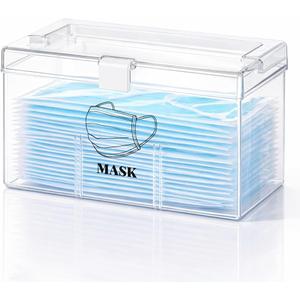 Face Mask Dispenser Box with Handle Countertop Mask Storage Box Holder Dust-Proof Mask Storage Case for Disposable Emesis Bag, Shoe Cover and Hairnet for Home Office Car Clear