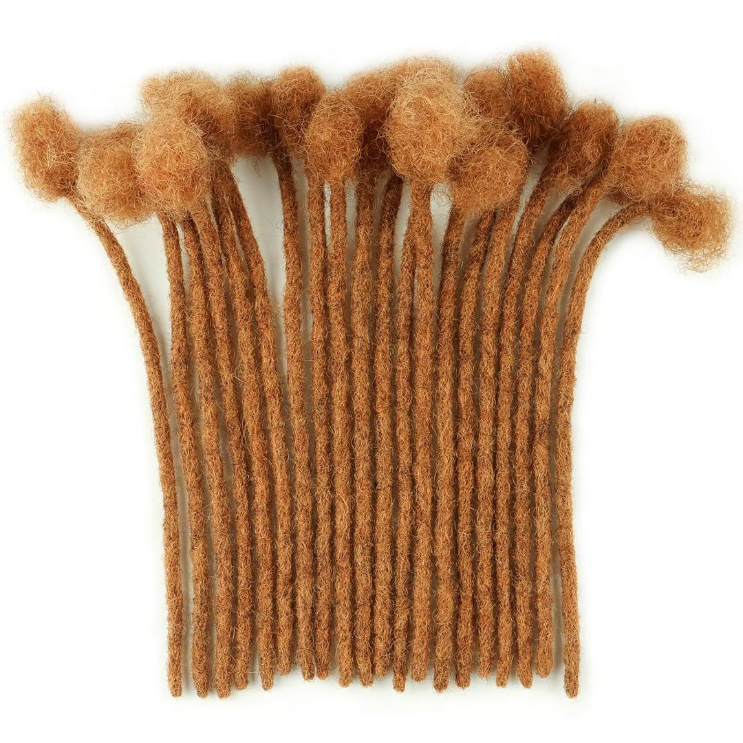 0.6cm Thickness #30 Light Brown Real Human Hair Dreadlock Extensions for Men/Women 10 Inch 20 Strands Full Handmade Permanent Locs Extensions Human Hair
