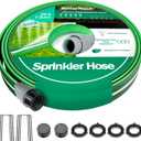 Breeze Touch 25FT Sprinkler Hoses, Flexible Garden Hose with High-Mist Spray, Leakproof Flat Irrigation Hose, Grass Watering Soaker Hose with Stakes for Lawn & Yard