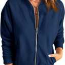 GeGekoko Womens Zip Up Sweatshirts Jackets Long Sleeve Casual Loose Outwear with Pockets, Large 