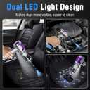 Handheld Car Vacuum Portable Cordless, Hand held Vacuum Cleaner & 22000 Pa High-Power Suction Air Duster for Car Cleaning, Home, Office, Pet Hair | Multi-Nozzle, Washable Filter, LED Light
