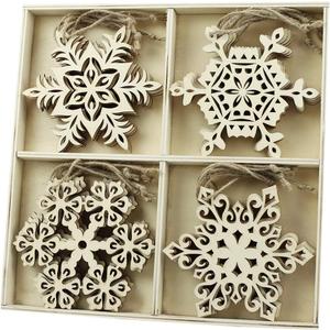 N&T NIETING 20PCS Wooden Christmas Ornaments 4.7 Inch Large Unfinished Snowflake Cutouts for Hanging Christmas Tree DIY Kids Craft Holiday Party Home Indoor Boho Decor