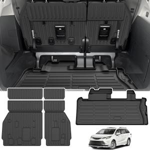Sienna Cargo Liner - Trunk Mat for Toyota Sienna 2021-2026, All Weather Cargo Mat for Sienna Accessories, Heavy Duty Car Mats, Car Accessories