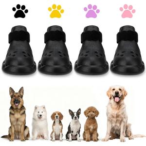 Dog Shoes for Hot Pavement and Snow - Waterproof, Non-Slip, Breathable Booties with Adjustable Straps for Small Medium, and Large Dogs (Black, XS)