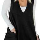 Saodimallsu Womens Sleeveless Sweater Vest V Neck Loose Knit Casual A Line Flattering Tunic Top with Pockets, Size XL