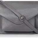 Leather Flapover Crossbody Handbag Purse for Women with Adjustable Strap & Overflap Snap Closure Tote/Bag, Grey