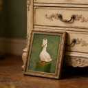 Vintage Gold Framed Duck Bathroom Wall Art,Retro Funny Goose Canvas Painting Picture Wall Decor,Whimsical Farmhouse Animal Poster Print Artwork,for Bathroom Bedroom Living Room Home Decoration, Duck, 16"L x 12"W