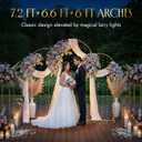 Gold Metal Arch Backdrop Stand for Wedding & Birthday Party Decorations, Foldable Balloon Arch Frame with Easy Assembly, Photo Booth Backdrop Dcor with Fairy Lights Options