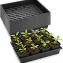 RooTrimmer 20 Pack Nursery Pots Trays (16.5"x13.2"x2.8"), Plastic Seed Starter Trays, Durable Carrying Seedling Starter Tray, Reusable Tray for Planting and Collecting Drainage Water (Black)