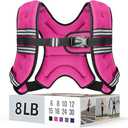 Zeerun Weighted Vest for Women & Men with Reflective Stripe and Adjustable Buckle, Comfortable & Durable Rucking Vest for Walking, Running & Strength Training, 8LBS-Pink