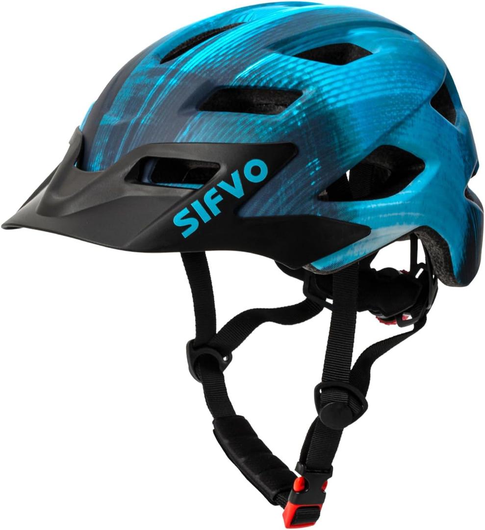 Kids Helmet, SIFVO Kids Bike Helmet Boys and Girls Bike Helmet with Cool Visor Helmet for Kids 5-14, Kids Bike Helmets Youth Bike Helmet Adjustable & Lightweight 50-57cm (Cool Ray hot)