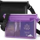 HEETA Waterproof Fanny Pack, Waterproof Pouch Dry Bag 2/3/4 Pack for Phone Passport Purse, Adjustable Waist Strap for Swimming Kayaking Boating Paddle Board Accessories Cruise Beach Camping Essentials (Black & Purple)