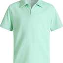 Boys Casual Polo Shirt Short Sleeve Waffle Solid Collared Shirts for Kids Aged 5-14 Years (7-8 Years, Light Green)