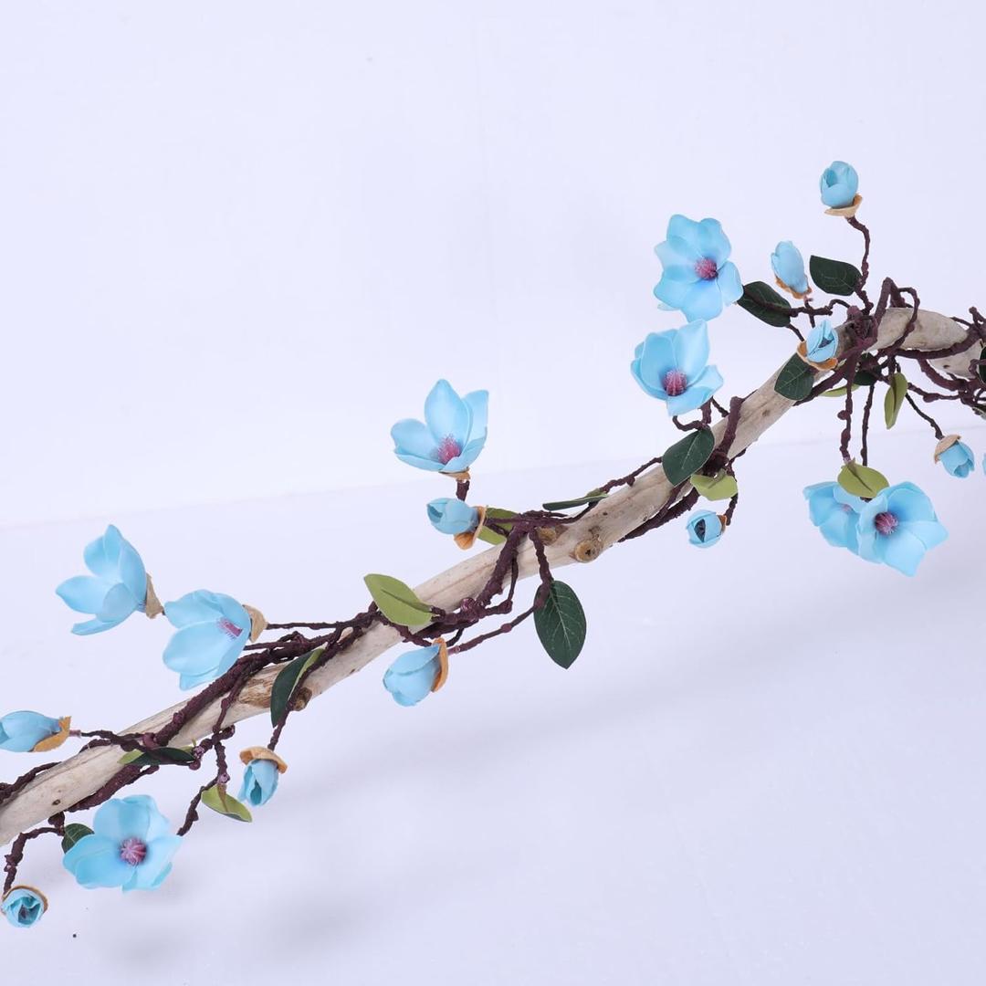 160cm/63inch Bendable Artificial Magnolia Flower Tree Branches Garland Orchid Door Hanging Floral Vines Wreath for Wedding Sign Arch Wall Backdrop Home Garden Mantel Decoration (Blue) 160cm/63inch Bendable Artificial Magnolia Flower Tree Branches Garland Orchid Door Hanging Floral Vines Wreath for Wedding Sign Arch Wall Backdrop Home Garden Mantel Decoration (Blue)