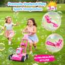 Bubble Lawn Mower for Kids, 3-in-1 Bubble Machine Blower with 10 Bubble Solution, Outdoor Push Toys for Toddlers Ages 3-8, Birthday Easter Summer Gift for Boys Girls 3 4 5 6 7 8 Year Old